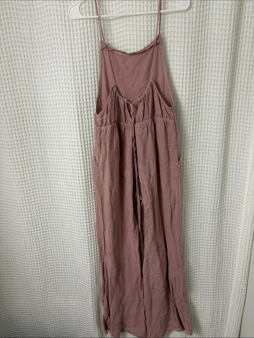 BDG Corin Strappy Dungarees Overalls Jumpsuit Pink Linen Medium - Picture 9 of 11